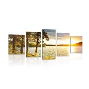 5-piece Canvas print sunset over the lake