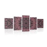 5 part picture Mandala with Indian motif in pink