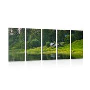 5-piece Canvas print fairy-tale cottages by the river