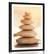 POSTER MIT PASSEPARTOUT STABILE STEINPYRAMIDE - FENG SHUI - POSTER