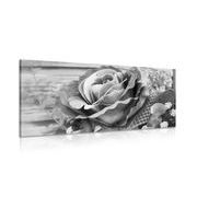 Wandbild Elegante Vintage-Rose in Schwarz-Weiß
