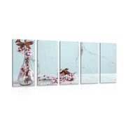 5-piece Canvas print cherry branch in a vase