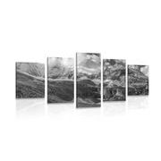 5-PIECE CANVAS PRINT MAJESTIC MOUNTAIN LANDSCAPE IN BLACK AND WHITE - BLACK AND WHITE PICTURES - PICTURES