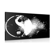 WANDBILD SYMBOL YIN UND YANG IN SCHWARZ-WEISS - SCHWARZ-WEISSE BILDER - BILDER