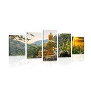 TABLEAU EN 5 PARTIES – VUE SUR LE BOUDDHA DORÉ - TABLEAUX FENG SHUI - TABLEAUX