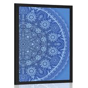 Poster Dekoratives Mandala mit Spitze in Blau
