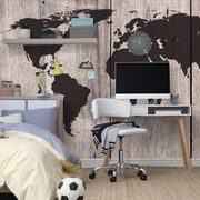 SELF ADHESIVE WALLPAPER MAP ON A WOODEN BACKGROUND - SELF-ADHESIVE WALLPAPERS - WALLPAPERS