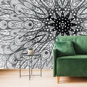 SELF ADHESIVE WALLPAPER UNIQUE ETHNIC ORNAMENT IN BLACK AND WHITE - SELF-ADHESIVE WALLPAPERS - WALLPAPERS