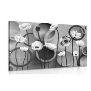 CANVAS PRINT POPPIES ON AN ABSTRACT BACKGROUND IN BLACK AND WHITE - BLACK AND WHITE PICTURES - PICTURES