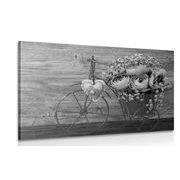 CANVAS PRINT BLACK NAD WHITE FLOWERS IN A VINTAGE VASE - BLACK AND WHITE PICTURES - PICTURES
