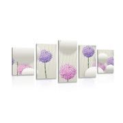 5-PIECE CANVAS PRINT INTERESTING FLOWERS WITH ABSTRACT ELEMENTS AND PATTERNS - ABSTRACT PICTURES - PICTURES