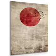 WANDBILD ROTER MOND IM JAPANDI-STIL - JAPANDI WANDBILDER - BILDER