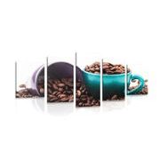 5 részes kép csésze tele kávébabbal