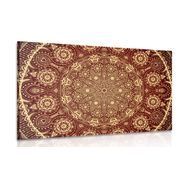 Picture ornamental Mandala with lace in burgundy color