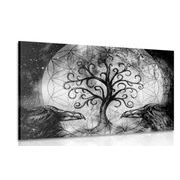 Quadri magico albero della vita con design in bianco e nero