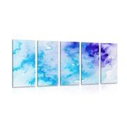 5 part picture blue and purple abstract art