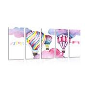 5-PIECE CANVAS PRINT BALLOONS IN THE WIND - CHILDRENS PICTURES - PICTURES