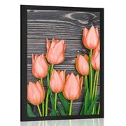 Slika oranžni tulipani na leseni osnovi