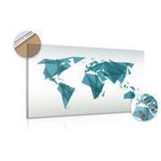 Picture on cork geometric world map