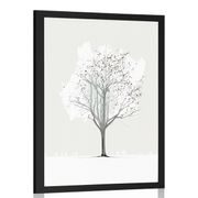 POSTER MINIMALISTISCHER BAUM IM WINTER - BÄUME UND LAUB - POSTER