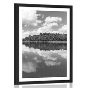 POSTER WITH MOUNT NATURE IN SUMMER IN BLACK AND WHITE - BLACK AND WHITE - POSTERS