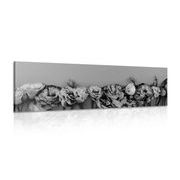 Canvas print blooming flowers in black and white