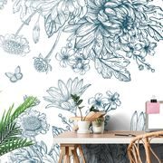 SELF ADHESIVE WALLPAPER SKETCHED BOUQUET OF FLOWERS - SELF-ADHESIVE WALLPAPERS - WALLPAPERS