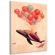 CANVAS PRINT DREAMY WHALE WITH BALLOONS - DREAMY LITTLE ANIMALS - PICTURES