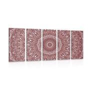5-dijelna slika Mandala u vintage stilu u ružičastoj nijansi