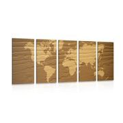 5 part picture brown world map