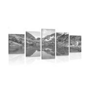 Tablou 5-piese munți maiestuoși în design alb-negru