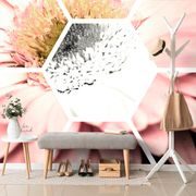 SELF ADHESIVE WALLPAPER GERBERA IN A HEXAGON - SELF-ADHESIVE WALLPAPERS - WALLPAPERS