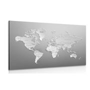 Obraz černobílá mapa světa v originálním provedení