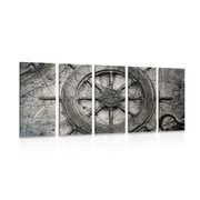 5-PIECE CANVAS PRINT NAUTICAL HELM - STILL LIFE PICTURES - PICTURES