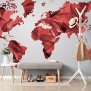 Samoprzylepna tapeta czerwona mapa świata w grafice wektorowej