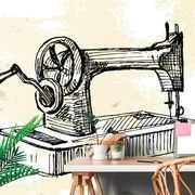 PAPIER PEINT ADHÉSIF – MACHINE À COUDRE RÉTRO - PAPIER PEINT AUTOCOLLANT - PAPIERS PEINTS PANORAMIQUES