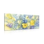 CANVAS PRINT WATERCOLOR YELLOW TULIPS - PICTURES FLOWERS - PICTURES