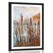 POSTER MIT PASSEPARTOUT FLUSS INMITTEN HERBSTLICHER NATUR - NATUR - POSTER