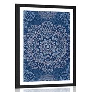Poster mit Passepartout Blaues Mandala mit abstraktem Muster