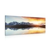 CANVAS PRINT DAZZLING SUNSET OVER A MOUNTAIN LAKE - PICTURES OF NATURE AND LANDSCAPE - PICTURES