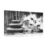 CANVAS PRINT SPA STILL LIFE IN BLACK AND WHITE - BLACK AND WHITE PICTURES - PICTURES