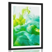 AFFICHE AVEC MONTURE PASSE-PARTOUT À L'ENCRE DANS LES TONS DE VERT - ABSTRAIT ET À MOTIFS - AFFICHES