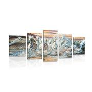 5-piece Canvas print horses formed by water