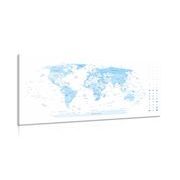 Wandbild Detaillierte Weltkarte in Blau