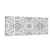 5-piece Canvas print unique ethnic pattern in black and white