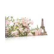 IMPRESSION SUR TOILE TOUR EIFFEL ET FLEURS ROSES - IMPRESSIONS SUR TOILE DE VILLES - IMPRESSION SUR TOILE