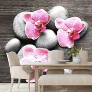 WALL MURAL ZEN COMPOSITION WITH AN ORCHID - WALLPAPERS FENG SHUI - WALLPAPERS