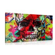 CANVAS PRINT SKULL IN GRAFFITI DESIGN - POP ART PICTURES - PICTURES