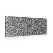 CANVAS PRINT MANDALA WITH AN ABSTRACT NATURAL PATTERN IN BLACK AND WHITE - BLACK AND WHITE PICTURES - PICTURES