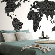 SELF ADHESIVE WALLPAPER BLACK AND WHITE WORLD MAP - SELF-ADHESIVE WALLPAPERS - WALLPAPERS